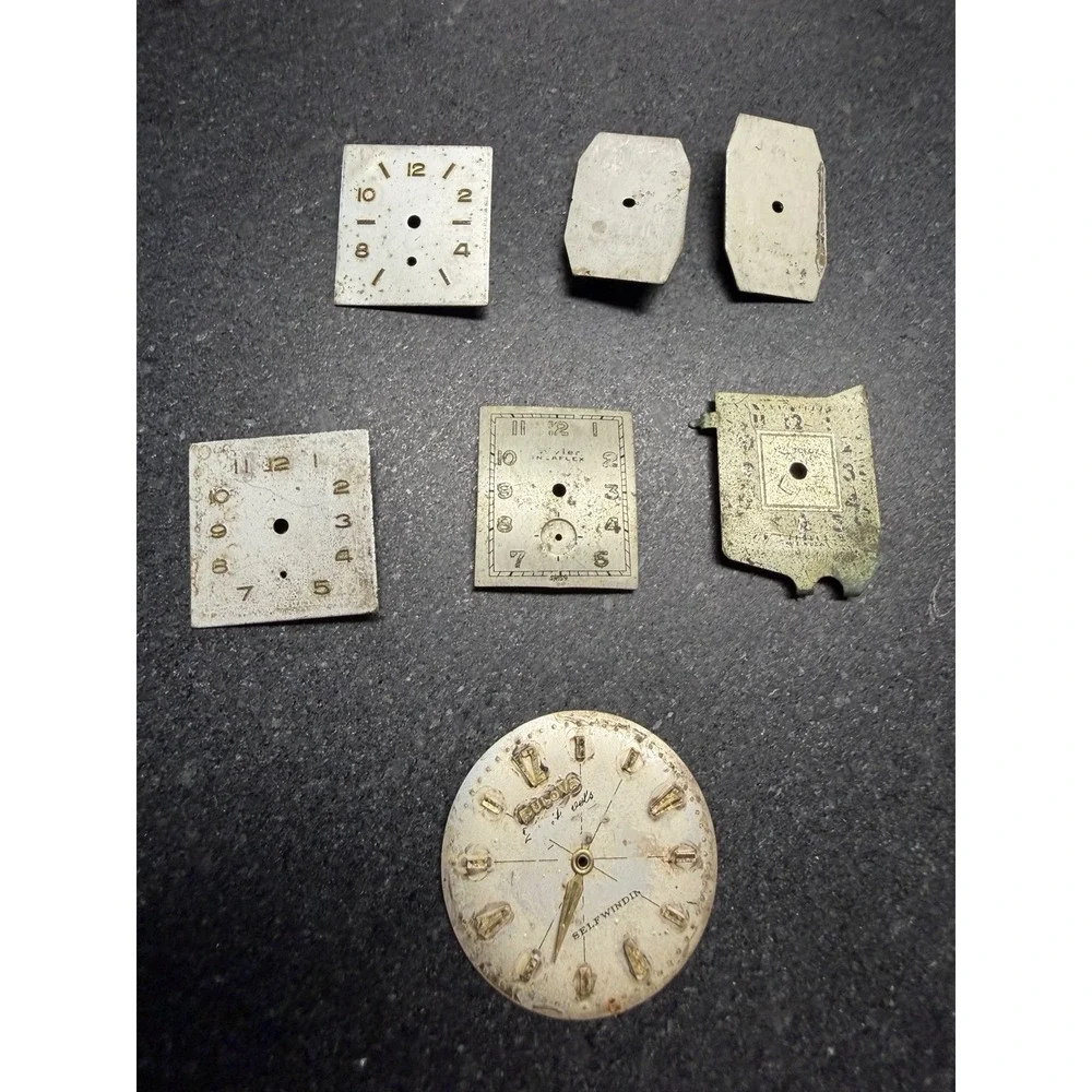 Vtg Watch Dial Lot 72 Pieces Elgin Bulova Longines Gruen Timex Parts Repair Art